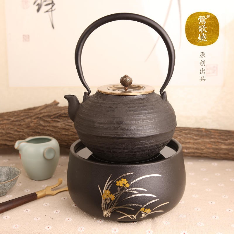 莺歌烧兰花电陶炉超静音大瓦数茶炉铁壶银壶专用烧水茶具