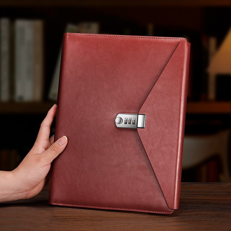 A4密码文件夹量房本谈单本多功能资料夹皮质经理夹商务销售合同夹