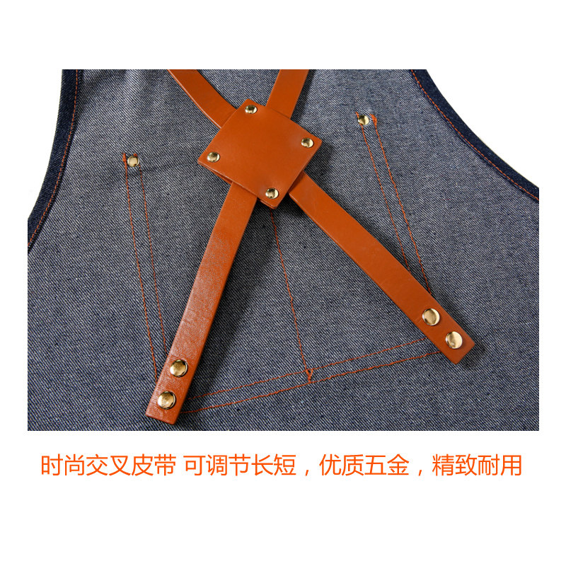 围裙订做印logo咖啡师餐厅奶茶花店男女韩版牛仔布料工作服定制
