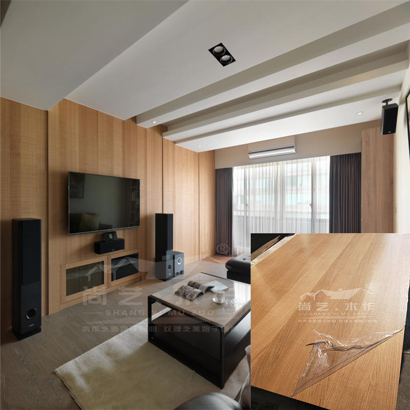 饰面板免漆木饰面板KD板背景墙护墙板橡木锯齿纹涂装板科定木饰面