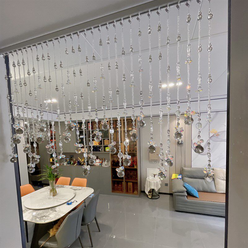 水晶珠帘A7A9新款雨淋客厅隔断免打孔帘子玄关过道厨房门帘挂手工