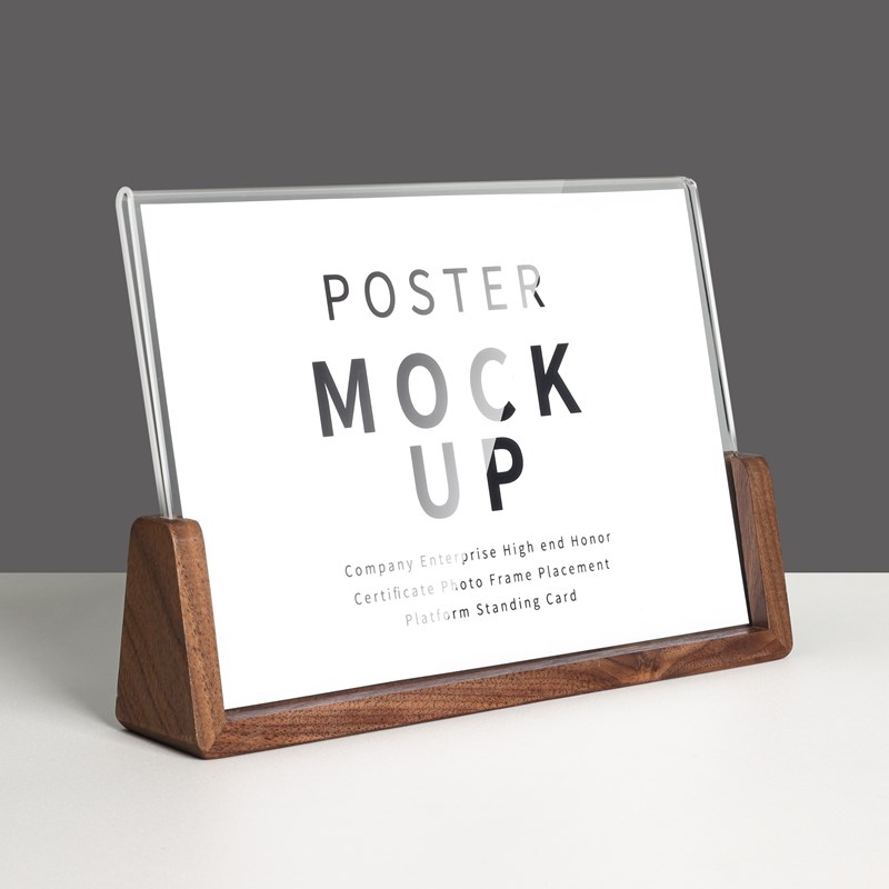 亚克力实木立牌桌面广告牌菜单台卡餐桌牌子展示架A4价目表展示牌