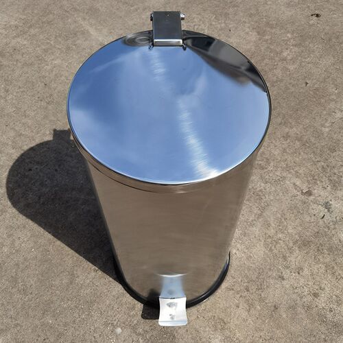 50升100升圆形不锈钢脚踏垃圾桶 大型脚踩式环卫卫生桶防火阻燃