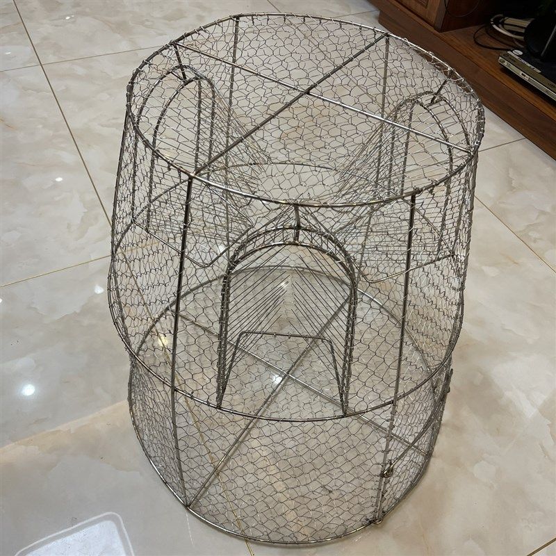 三驰渔具泥猛金鼓石斑不锈钢捕鱼笼三个倒须入口海水防锈钢丝编织