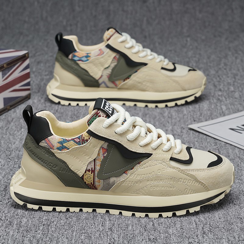 男鞋新款2025春季青少年休闲运动跑步潮流防水厚底耐磨男士老爹鞋