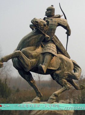 大型铸铜骑马人物雕塑定制户外园林景观胡服射骑景观塑像摆件制作