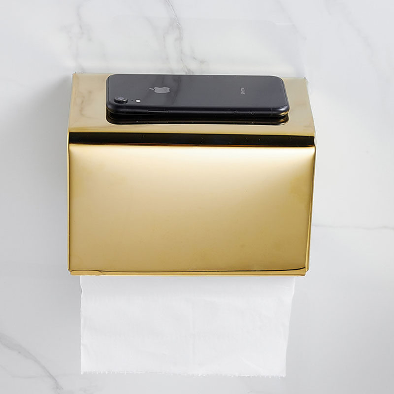 卫生间纸巾盒加厚厕所304不锈钢 金色纸巾架抽纸盒厕纸盒卫生纸盒