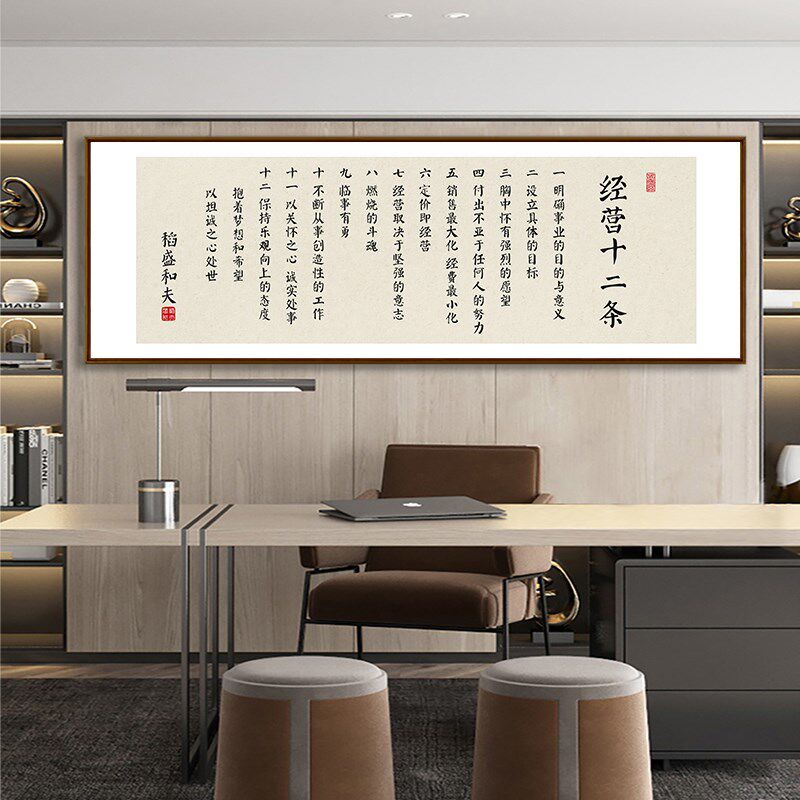 稻盛和夫六项精进经营十二条字画 y画办公室企业文化墙挂画 画茶