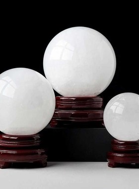 天然白水晶球摆件白水晶原石白冰洲球客厅家居装饰品开业乔迁礼品