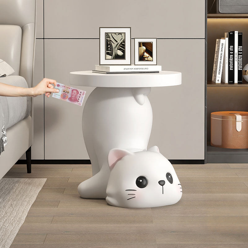 奶油风大型猫咪客厅落地茶几摆件存钱罐装饰沙发边几床头乔迁礼物,家居饰品,落地摆件,淘宝优惠券,粉丝福利购,淘宝优惠卷