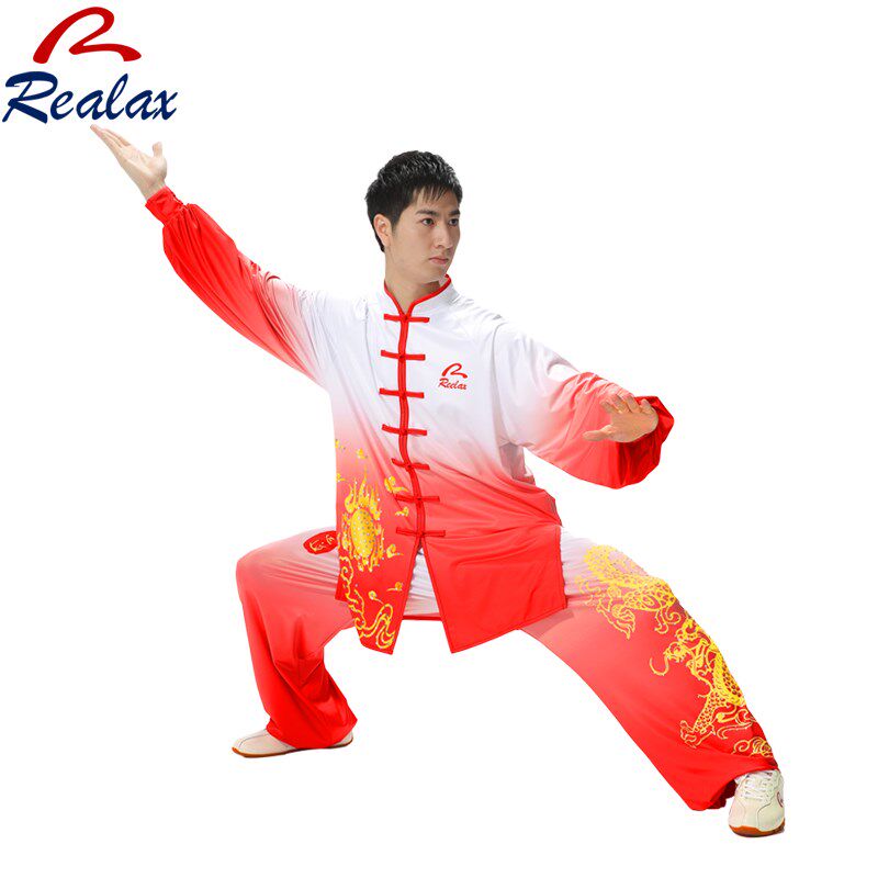 运丰男武术练功服女牛奶丝太极服镶钻龙款运丰气功太极表演服