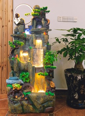 流水摆件假山喷泉流水生财循环水招财客厅庭院落地鱼缸景观水幕墙
