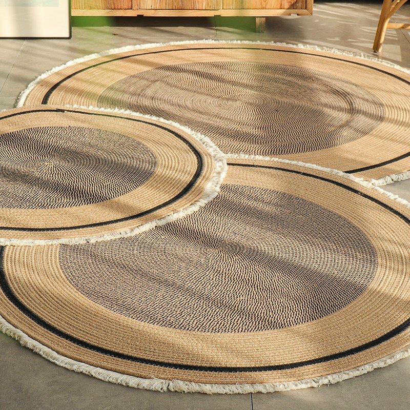 黄麻编织地毯地垫客厅卧室民宿酒店样板间椅子垫圆形茶几毯子摄影,居家布艺,地毯,淘宝优惠券,粉丝福利购,淘宝优惠卷