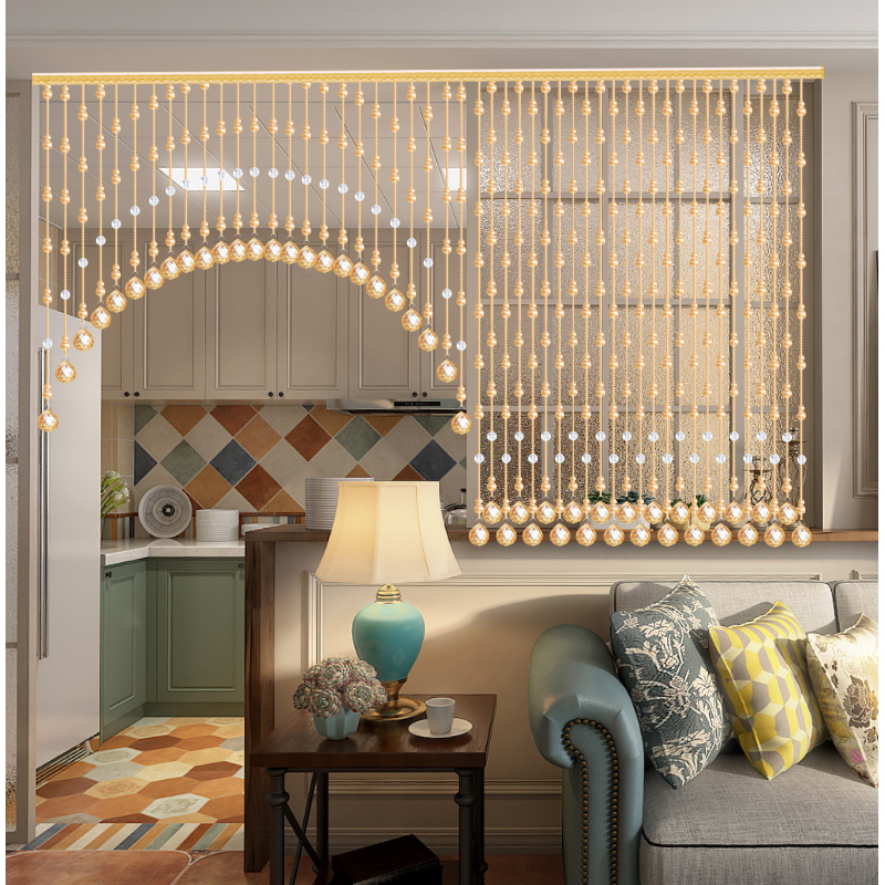 水晶珠帘隔断帘子客厅玄关厨房免打孔隔断卧室卫生间网红葫芦门帘
