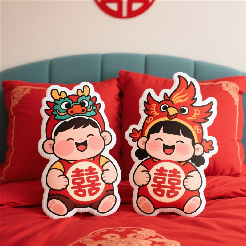糊涂娘娘新婚压床娃娃娃娃喜字一对结婚女方红色抱枕情侣龙凤婚庆