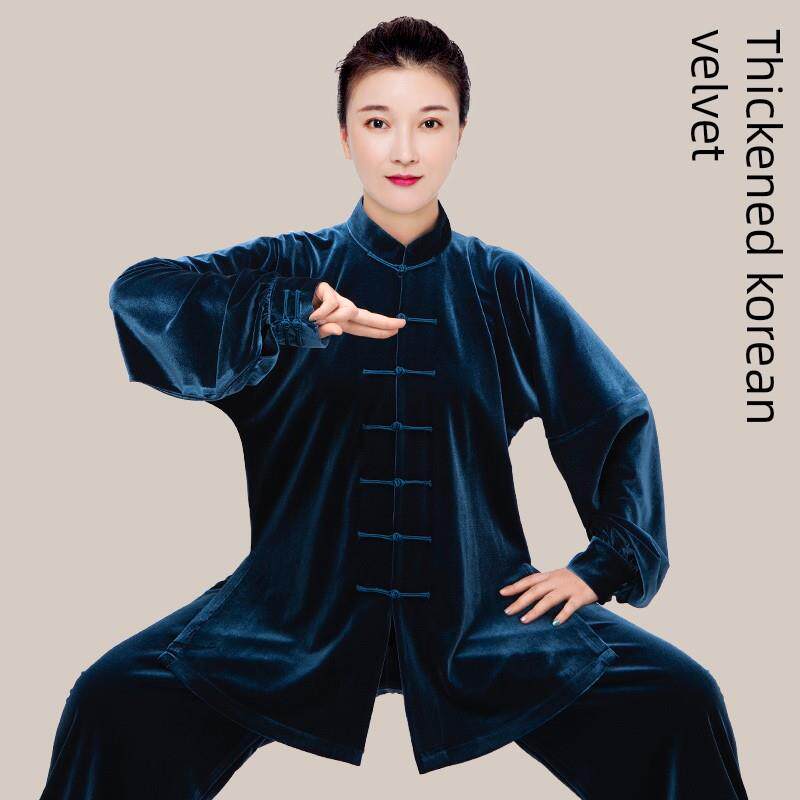 小和山太极服女款新款2q025加厚金丝绒八段锦太极拳练功服男秋冬