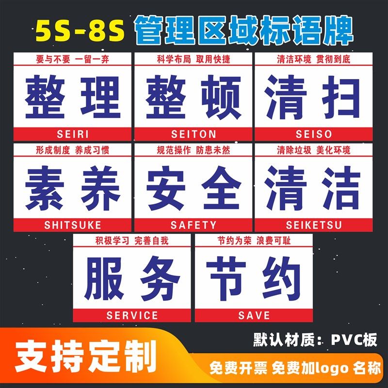 5s 6s 7s 8s工厂车间企业安全生产宣传大字号标语整理整顿