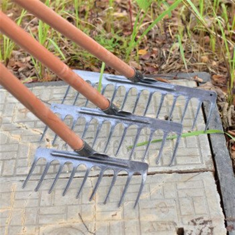 迈越锰钢9齿钉耙 农具草耙子九齿耙松土铁耙落叶耙农用园艺工具种