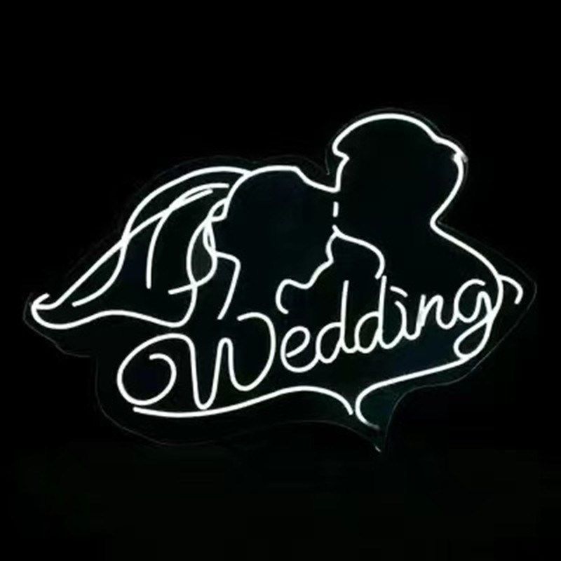 亚克力情侣发光头像定制气球道具婚礼拱门霓虹灯带挂件背景装饰