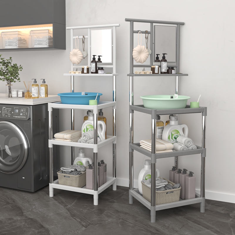 新款洗脸盆架子落地家用农村不锈钢置物架多功能简易多层化妆室架