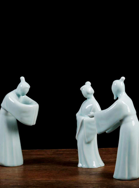 礼义之邦现代中式陶瓷摆件古典人物装饰品客厅玄关雕塑工艺品摆设