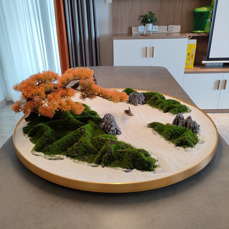 餐桌中间摆花圆桌摆件转盘花饭店装饰品高端饭店餐厅微缩景观摆台