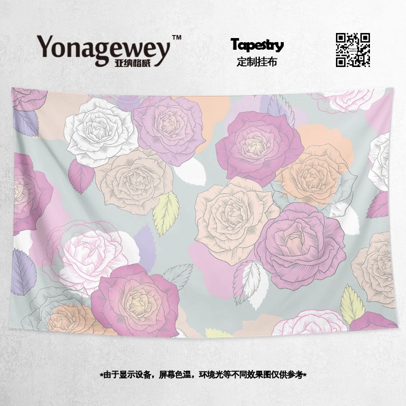 欧式浪漫玫e瑰花网红少女风简约装饰画海报背景布挂布墙布挂毯布