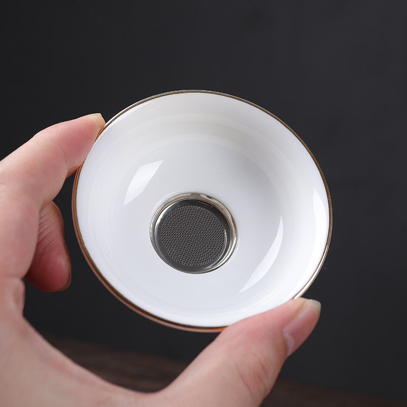 羊脂玉白瓷茶f漏器创意家用茶叶茶滤过滤网泡喝茶茶具配件茶斗茶