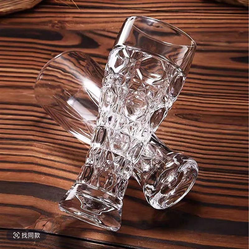 新款大容量c啤酒杯家用水晶玻璃精酿扎啤杯子轻果汁杯子宝石格水