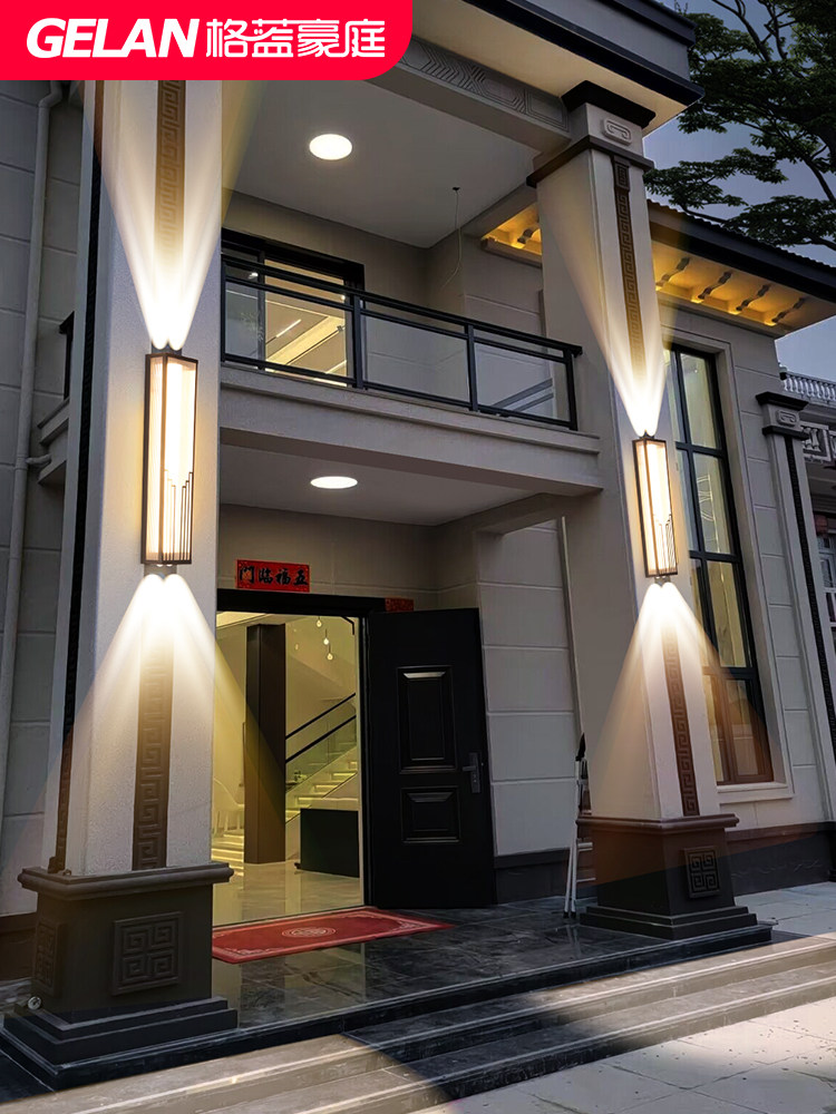 户外壁灯防水庭院灯新款别墅大门两侧柱子灯上下发光洗墙led射灯