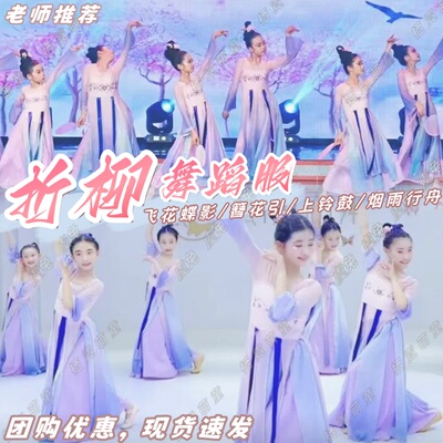 折柳舞蹈服云舒卷雨中花表演服明妃曲筝筝纸鸢簪花引胭脂妆演出服
