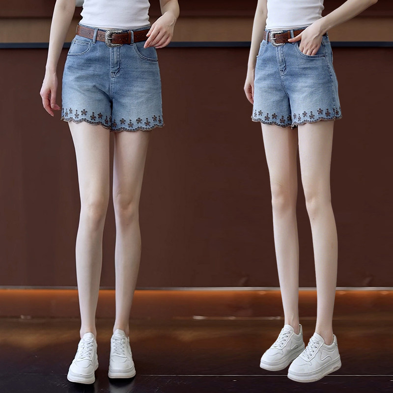 国风刺绣牛仔短裤女夏季小个子高腰显瘦休闲裤薄款舒适透气三分裤,女装/女士精品,牛仔裤,淘宝优惠券,粉丝福利购,淘宝优惠卷