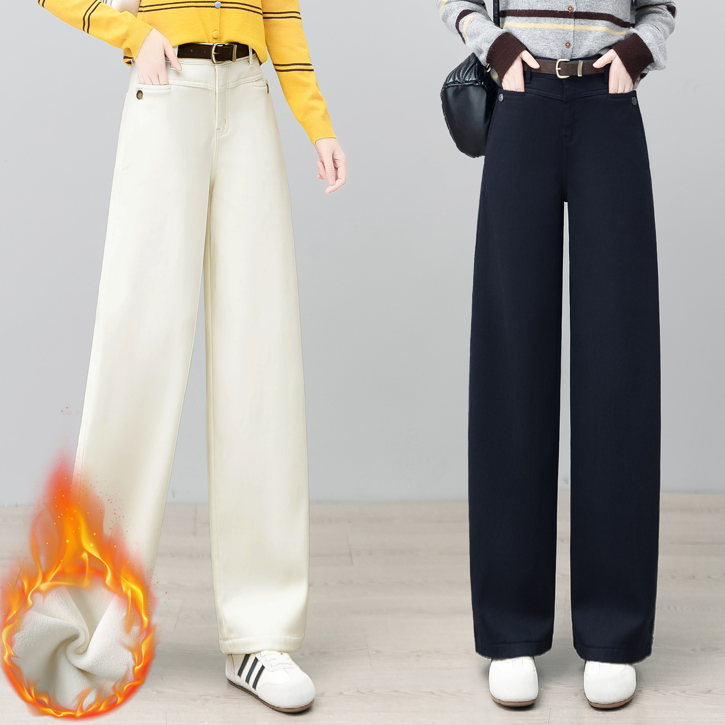 时尚牛仔弯刀裤女新款水洗棉长裤