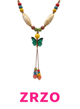 ZRZO新中式绿意蝴蝶流苏项链