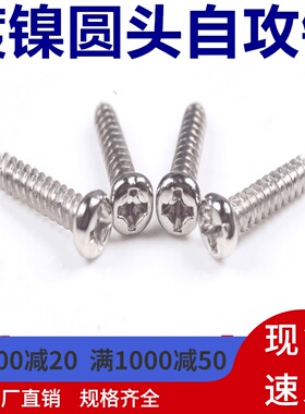 PA镀镍十字圆头自攻螺丝精密十字盘头螺丝钉小螺丝M1.2-M3*4*5*30