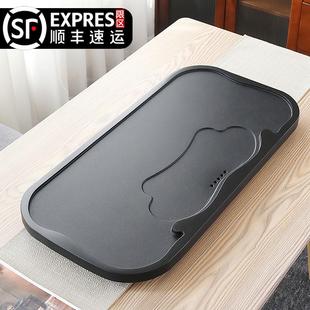 天然乌金石茶盘家用整块大茶台办公室客厅轻奢简约石头盘排水式
