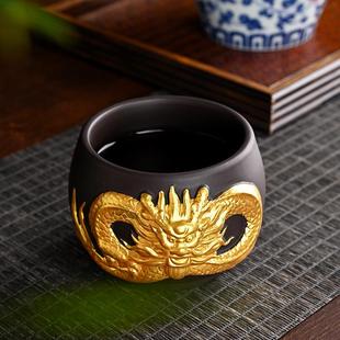 浮雕祥龙茶杯紫砂防烫隔热主人杯个人杯子品茗杯功夫十二生肖定制
