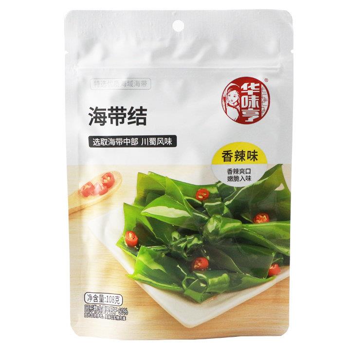 海带扣海带结华味亨香辣海带结108g即食海带扣网红休闲小包装