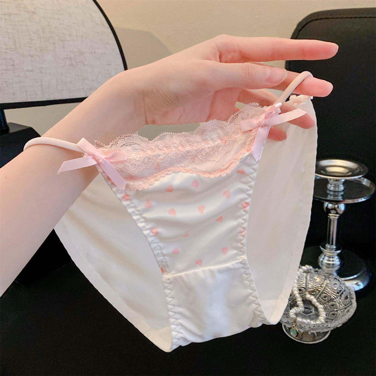 裤带面女生法式缎面蕾丝内裤性感纯欲高开叉细带纯棉裆低腰女士三