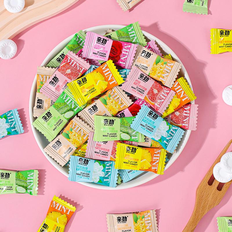 新货花香果味无糖薄荷糖菠萝清新口气餐饮酒店商用招待小零食