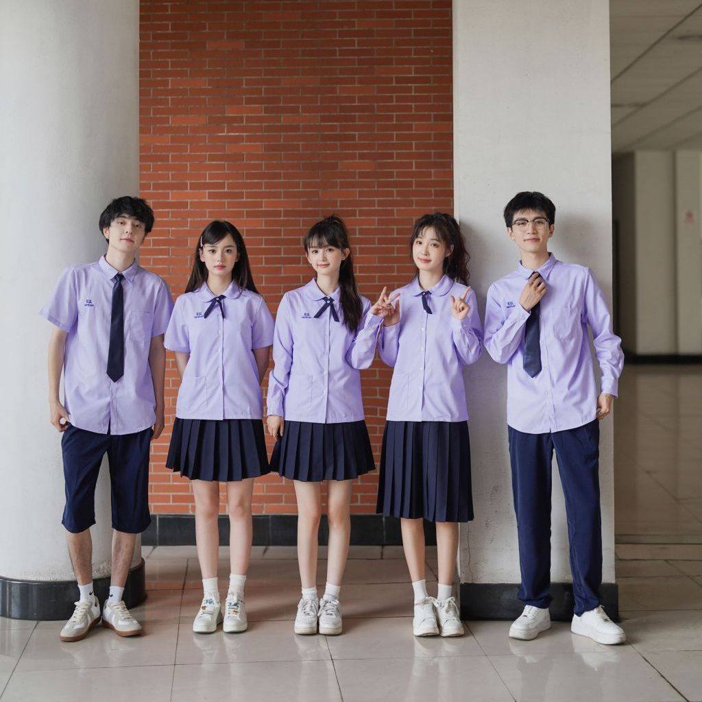 泰国校服泰式jk制服衬衫初中高中学生运动会毕业班服套装学院风夏