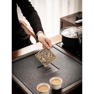简约仿乌金石托盘大茶台一体功夫茶具 茶盘家用全自动烧水壶套装