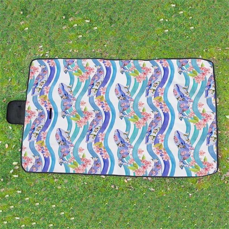 高清3D数码印花全涤纶防水牛津布野餐垫 仿潮垫野营垫子来图