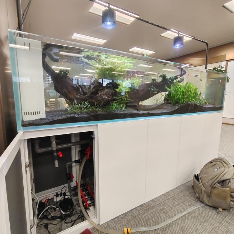 订做鱼缸超白玻璃水族箱底过滤免换水铝合金柜子生态草缸珊瑚缸海