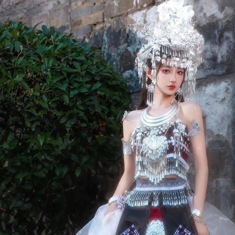 新款贵州云南凤凰苗族服饰少数民族苗疆少女服装演出旅拍摄影套装
