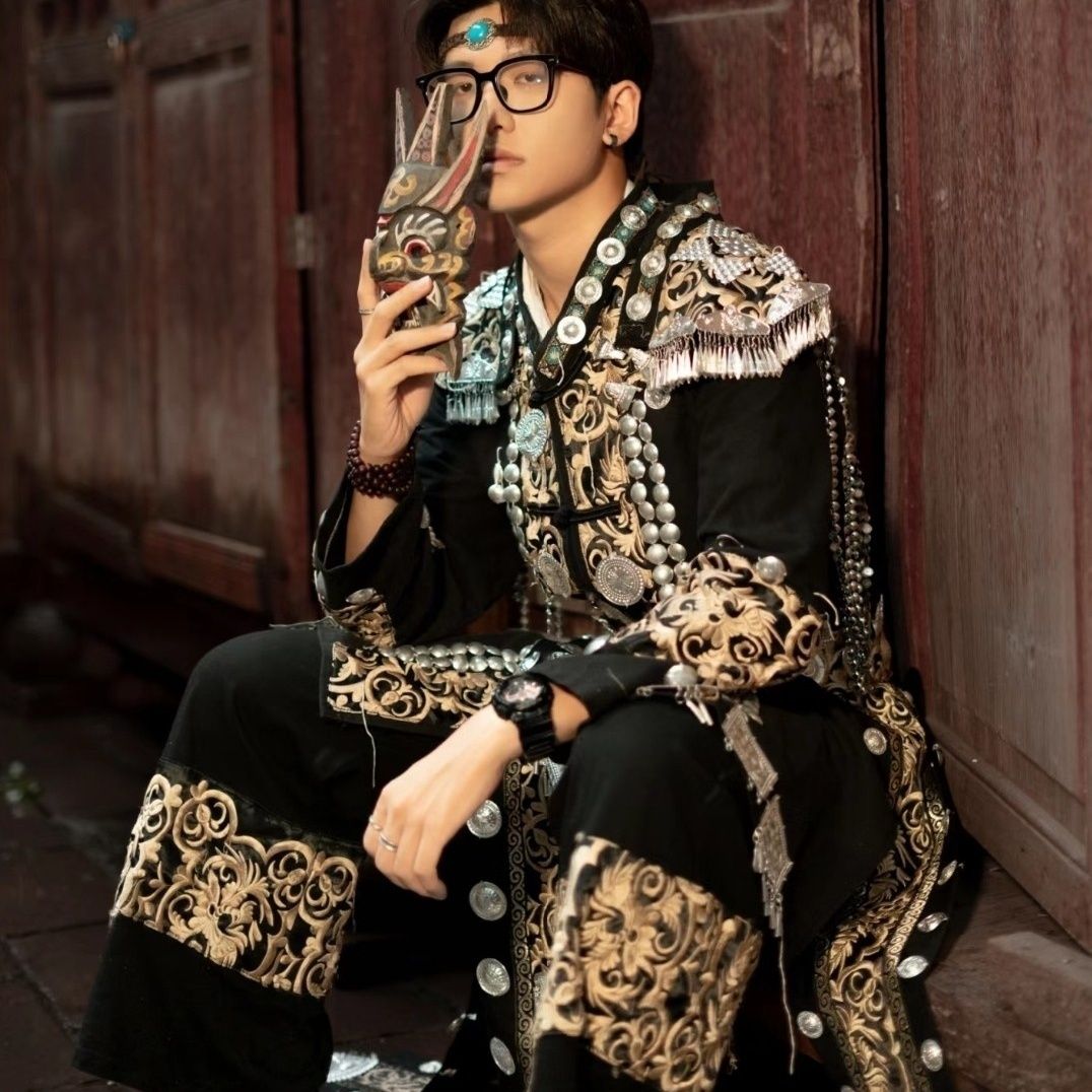 新款贵州云南苗族少数民族服装男