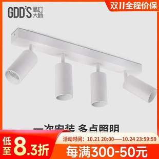 led射灯连体四4头防眩吸顶多头家用客厅过道长条免导轨道高显 明装
