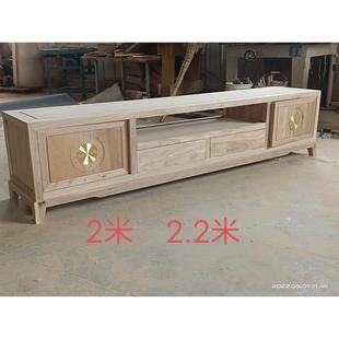 简约仿古免漆电视柜客厅储物柜白茬实木家具白坯简单 老榆木新中式
