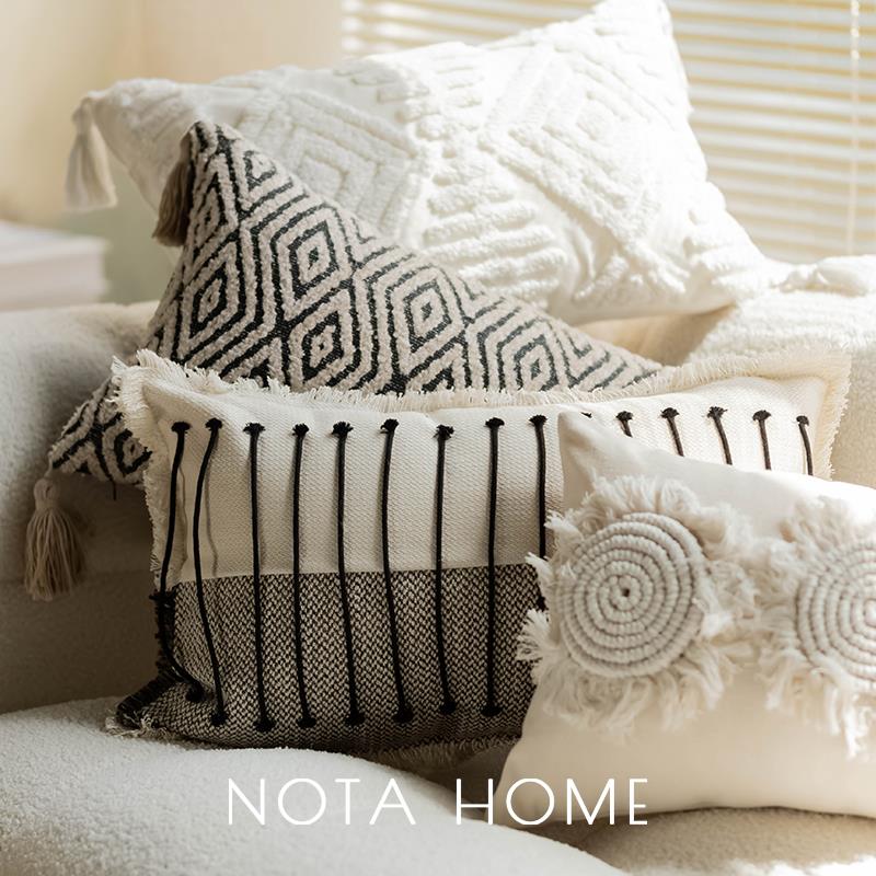 北欧腰枕ins风腰靠覆古簇绒抱枕车载靠垫民宿酒店软装沙发靠枕套