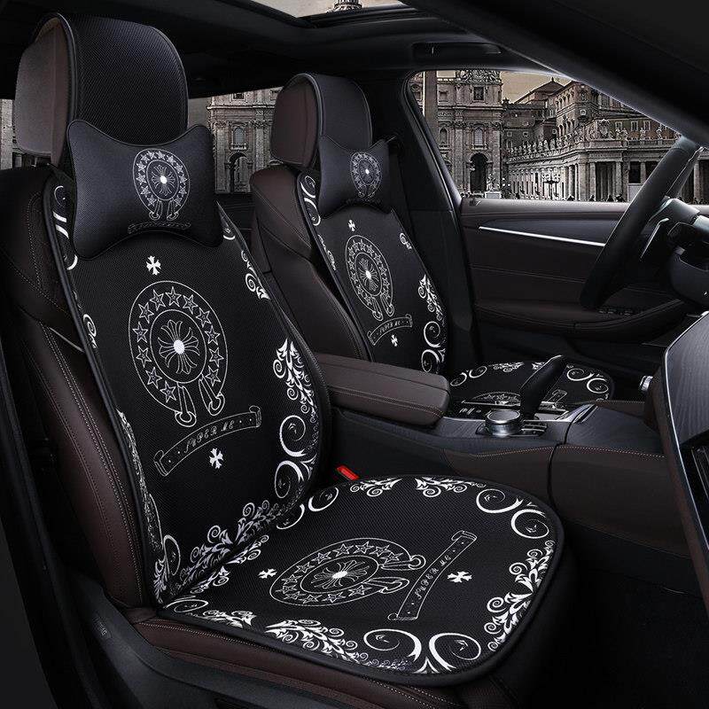 夏季汽车坐垫四季通用半包卡通个性网红单片三件套主驾驶前排座椅